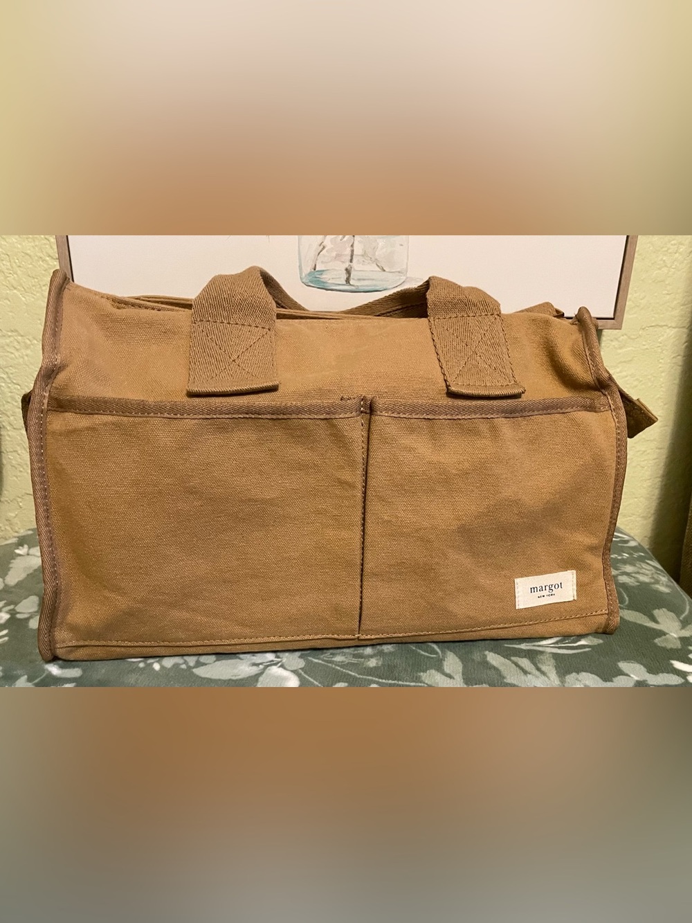 margot New York brown Canvas  handbag with Front Pockets